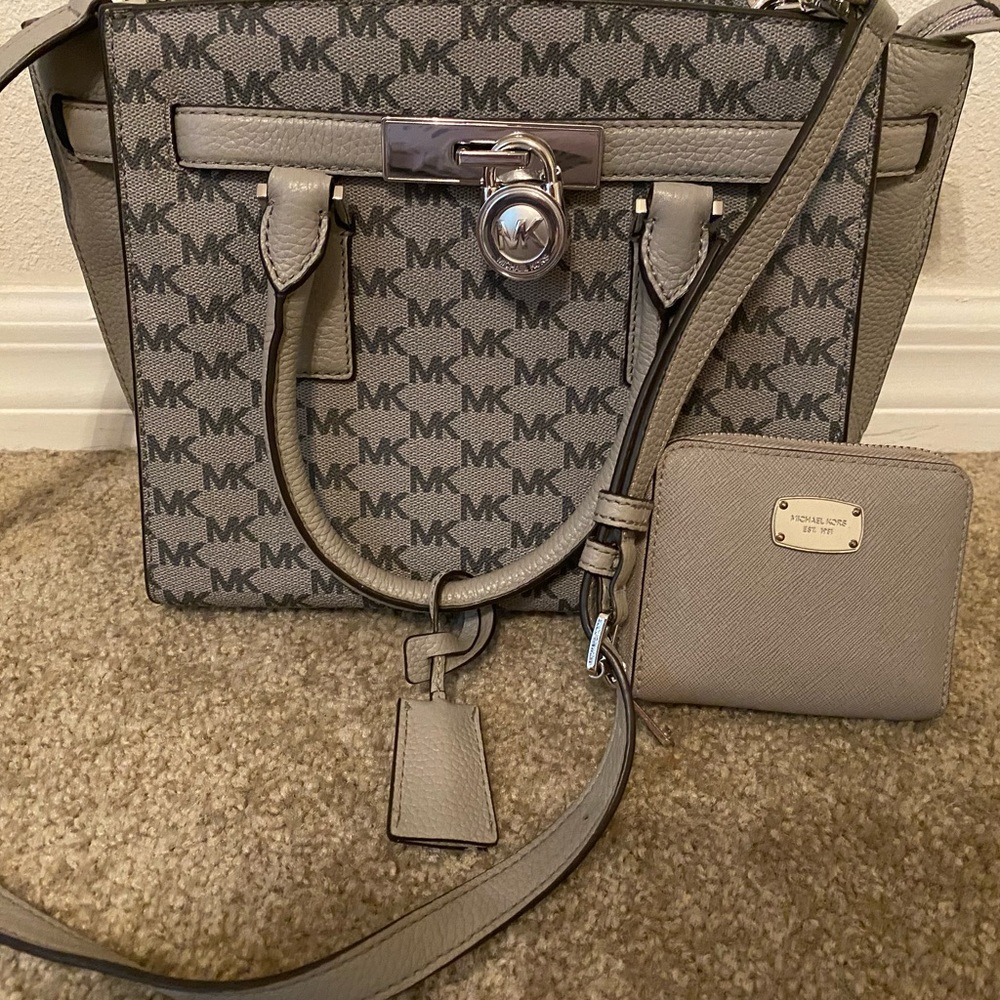Grey Michael Kors Satchel and Wallet